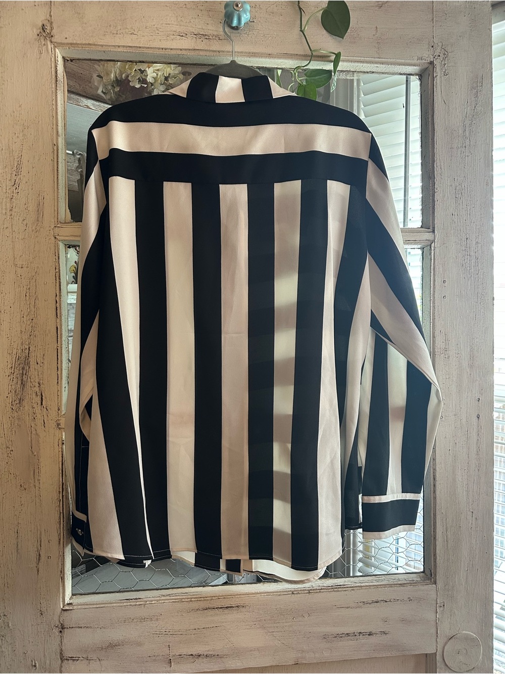 DKNY | Black and White Striped Button-Down Shirt - Picture 8 of 8